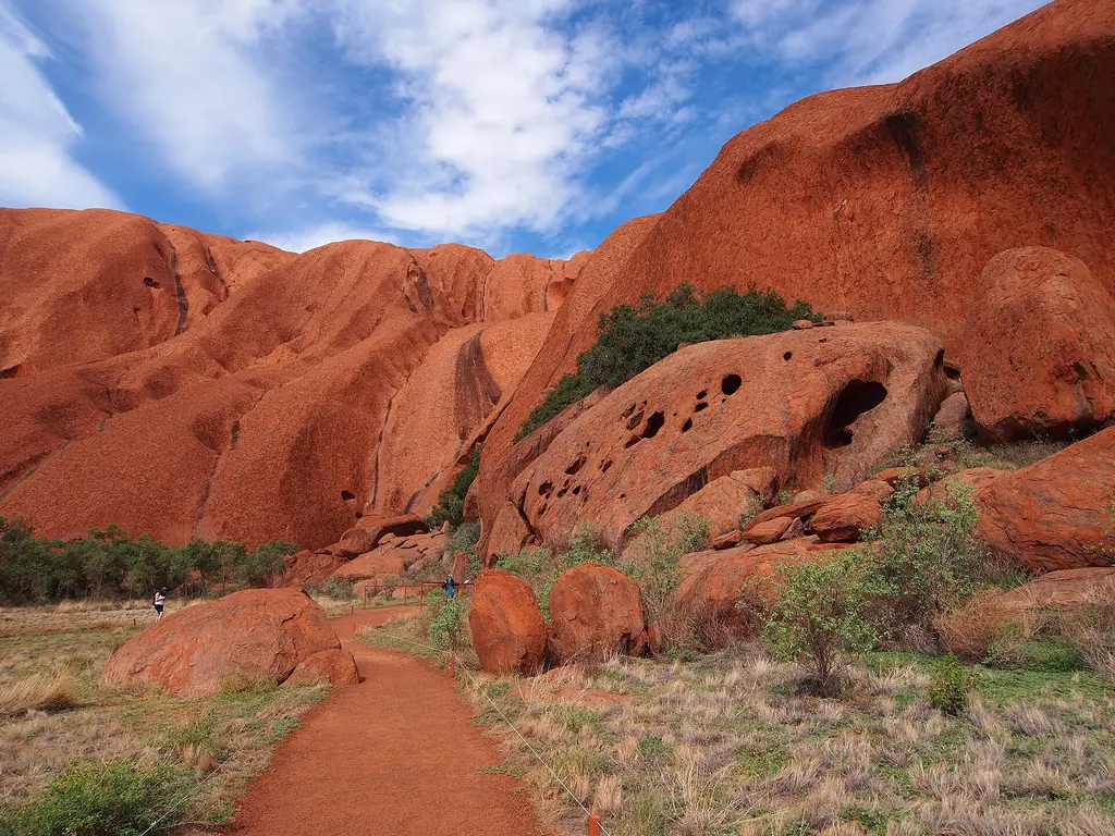 Visitors on the Mala Walk at the base of Uluru