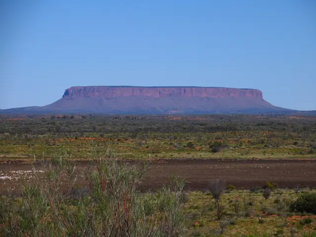 Mount Conner, the flat-topped mesa seen from the Lasseter Highway