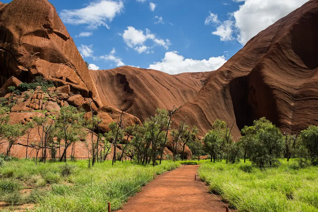 The path towards Mutitjulu Waterhole beneath the walls of Uluru