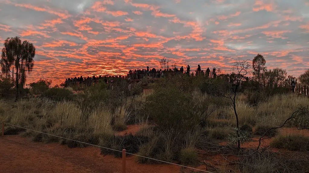 Visitors at the Uluru sunrise viewing area in July