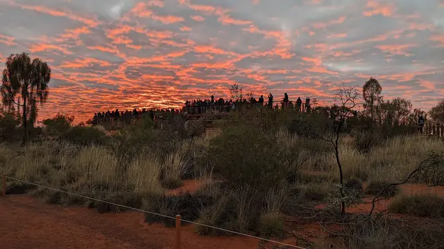 Visitors at the Uluru sunrise viewing area in July