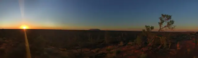 Panorama of Uluru at sunrise from the eastern viewing area